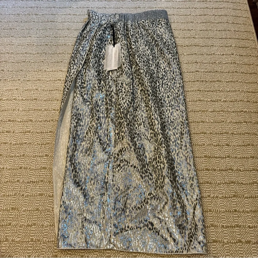 NWT Forte Forte Encanto Lurex Velvet Skirt Silver Estrella | Size 0 - Picture 8 of 9